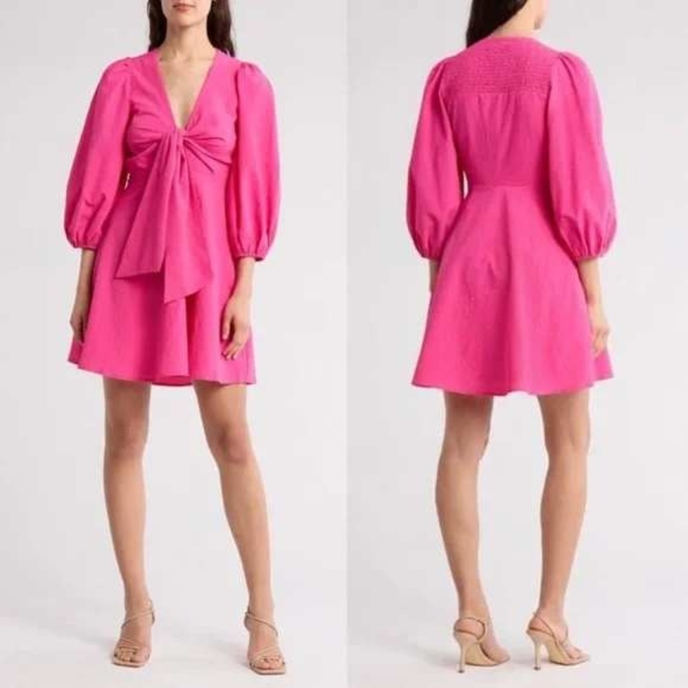 NWT Ted Baker London Women Jozelyn Knot Front Dress Tie Mini babydoll Sz 2‎ Y2K
